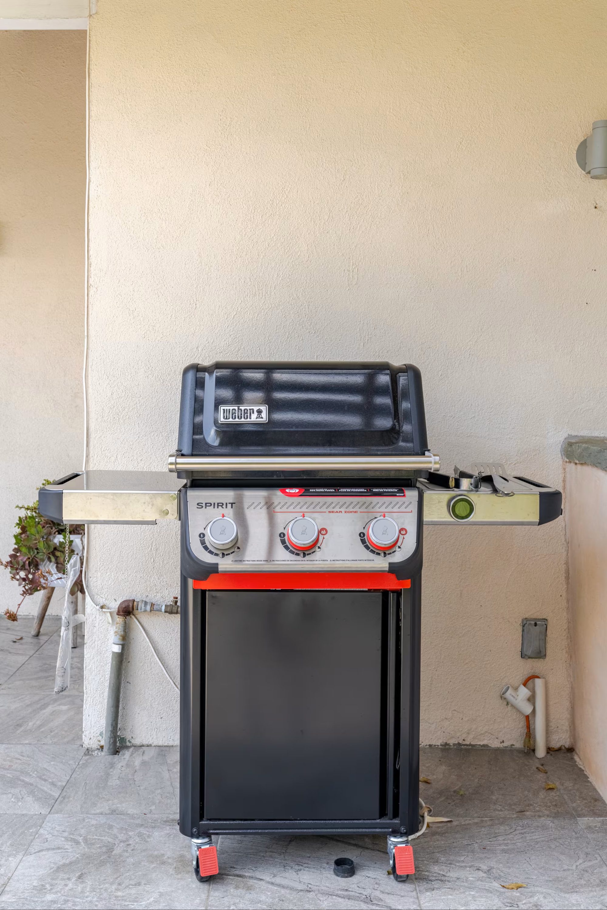 Built-in Weber gas grill on the patio